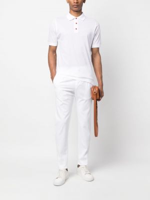 Polo en coton avec manches courtes Kiton blanc