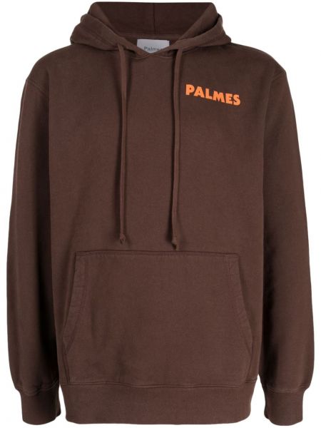 Pamučna hoodie s kapuljačom Palmes smeđa