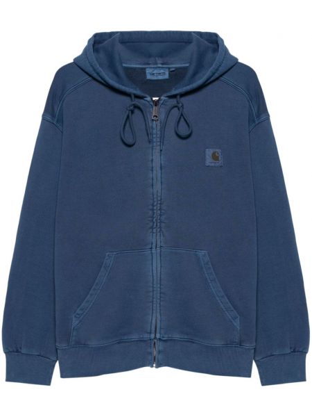 Суичър с качулка с цип Carhartt Wip синьо