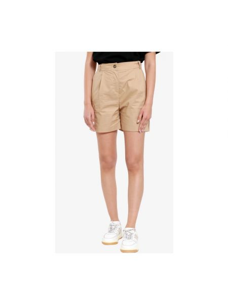 Pantalones cortos de cintura alta de algodón con bolsillos Kaos marrón