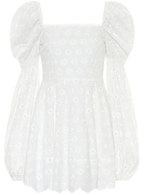 Bavlněné mini šaty s výšivkou Caroline Constas - bílá