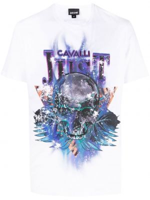 Тениска с принт Just Cavalli бяло