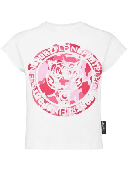 T-shirt de sport en coton et imprimé rayures tigre Plein Sport
