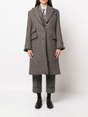 Manteau à imprimé en tweed à motif chevrons Thom Browne marron