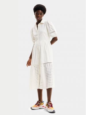 Φόρεμα σε στυλ πουκάμισο Desigual λευκό