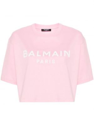 Тениска с принт Balmain розово