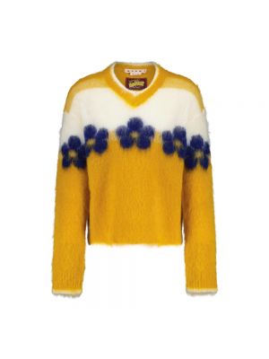 Moherowy sweter z wiskozy Marni żółty