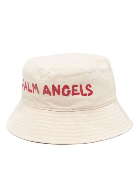 Roztrhaný klobúk s potlačou Palm Angels béžová