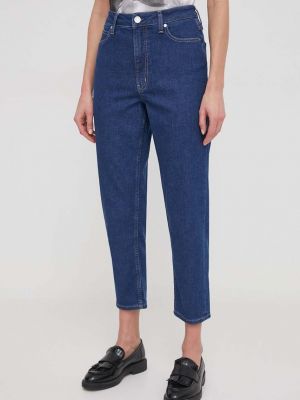 Jeansy z wysoką talią Calvin Klein niebieskie