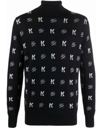 Jersey de cuello vuelto de tela jersey Karl Lagerfeld negro