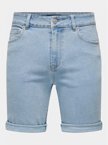 Priliehavé džínsové šortky Only & Sons modrá