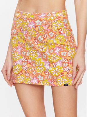 Květinové slim fit mini sukně Vans oranžové
