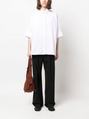 Chemise en coton avec manches courtes Maison Kitsuné blanc