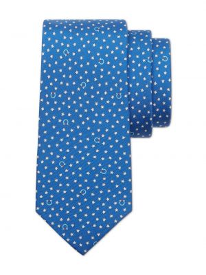 Hedvábná kravata s potiskem s hvězdami Ferragamo modrá