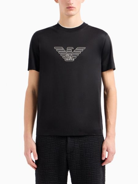 Tričko jersey Emporio Armani černé