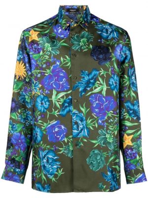 Svilena srajca s cvetličnim vzorcem s potiskom Versace