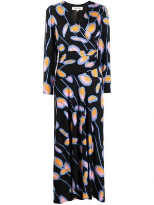 Sukienka długa w kwiatki z nadrukiem Dvf Diane Von Furstenberg czarna