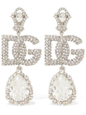 Обеци с кристали Dolce & Gabbana сребристо