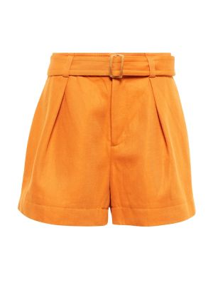 Bavlnené ľanové šortky Vince oranžová