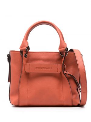 Kožená shopper kabelka Longchamp oranžová