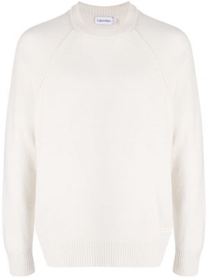 Μάλλινος πουλόβερ Calvin Klein λευκό
