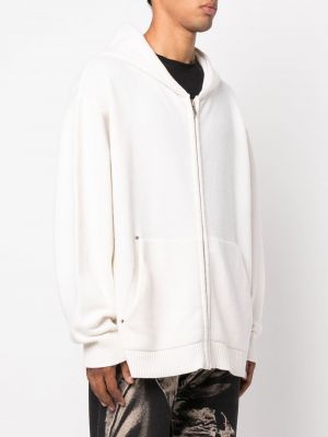Vlněná mikina s kapucí na zip 424 bílá