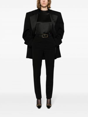 Vlněné rovné kalhoty Saint Laurent černé