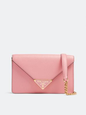 Кожаная сумка через плечо Prada розовая