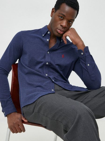 Пухова бавовняна сорочка на ґудзиках Polo Ralph Lauren синя
