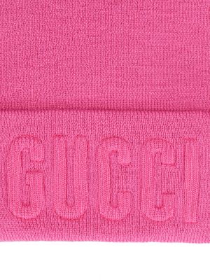 Vlnená vlnená čiapka s výšivkou Gucci