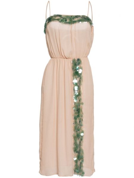 Hodvábny flitrovaný midi sukňa Prada Pre-owned ružová