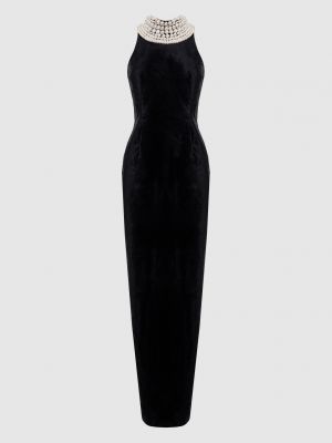 Бархатное вечернее платье Balmain черное