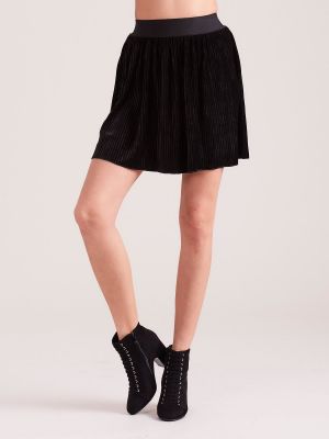 Plisované velurové mini sukně Fashionhunters černé