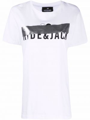 Raštuotas medvilninis marškinėliai Hide&jack balta