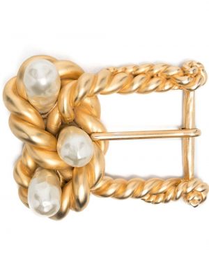 Opasok s perlami s prackou Chanel Pre-owned zlatá