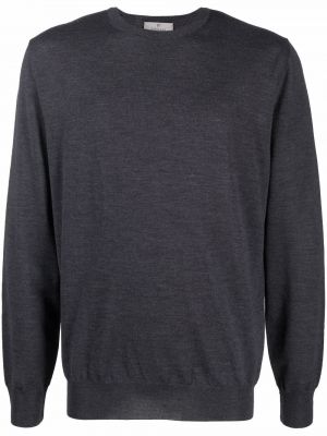 Merinowolle sweatshirt mit rundhalsausschnitt Canali grau
