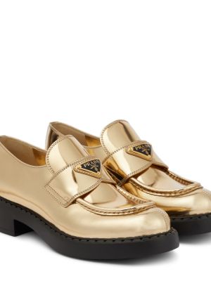 Pantofi loafer din piele Prada auriu
