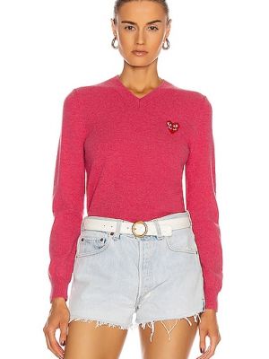 Пуловер с V-образным вырезом Comme Des Garçons Play, розовый