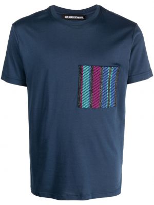 Тениска с джобове Benjamin Benmoyal синьо