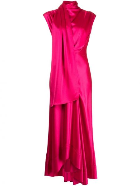 Midi haljina s draperijom Acler ružičasta