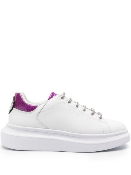 Sneakers με κορδόνια με δαντέλα Just Cavalli λευκό