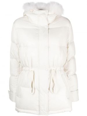 Pernata jakna s kapuljačom Yves Salomon bijela