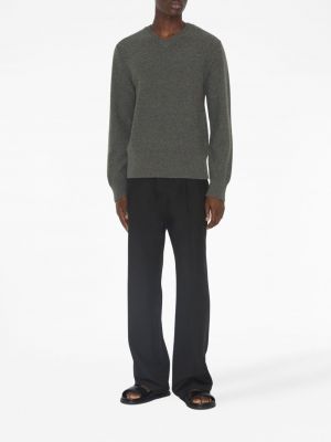 Kašmírový vlněný svetr s výstřihem do v Burberry šedý