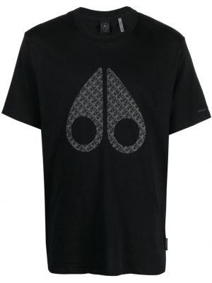 Βαμβακερή μπλούζα με σχέδιο Moose Knuckles μαύρο