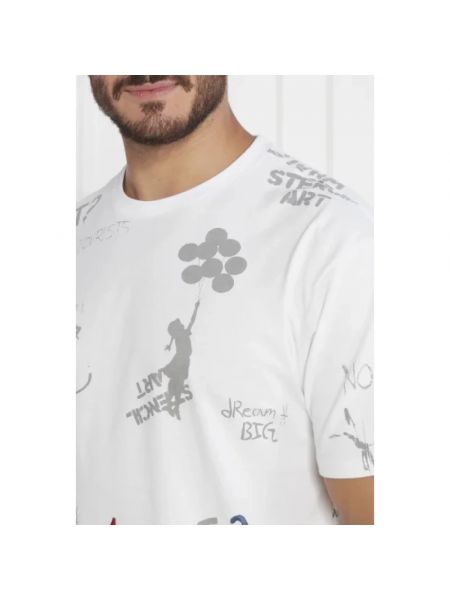 Camiseta de algodón con estampado Guess blanco