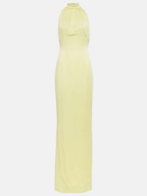 Satynowa sukienka długa Givenchy żółta