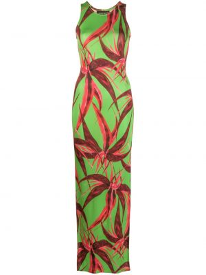 Sukienka długa w kwiatki z nadrukiem Louisa Ballou zielona