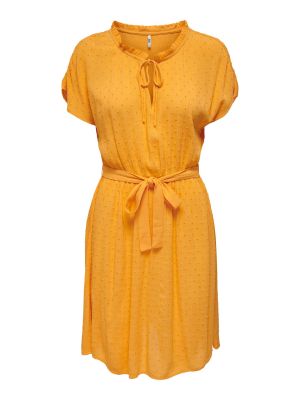Jednofarebné viskózové priliehavé šaty Jdy - oranžová