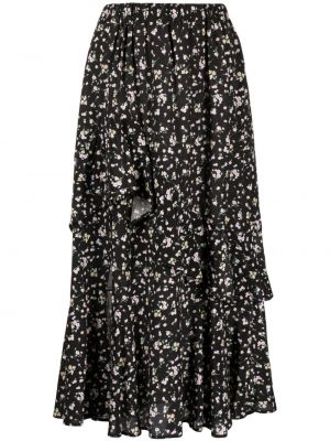 Φλοράλ φούστα με σχέδιο B+ab μαύρο