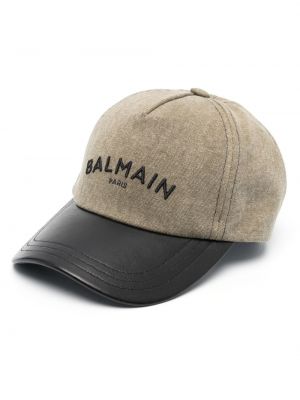 Памучна шапка с козирки бродирана Balmain